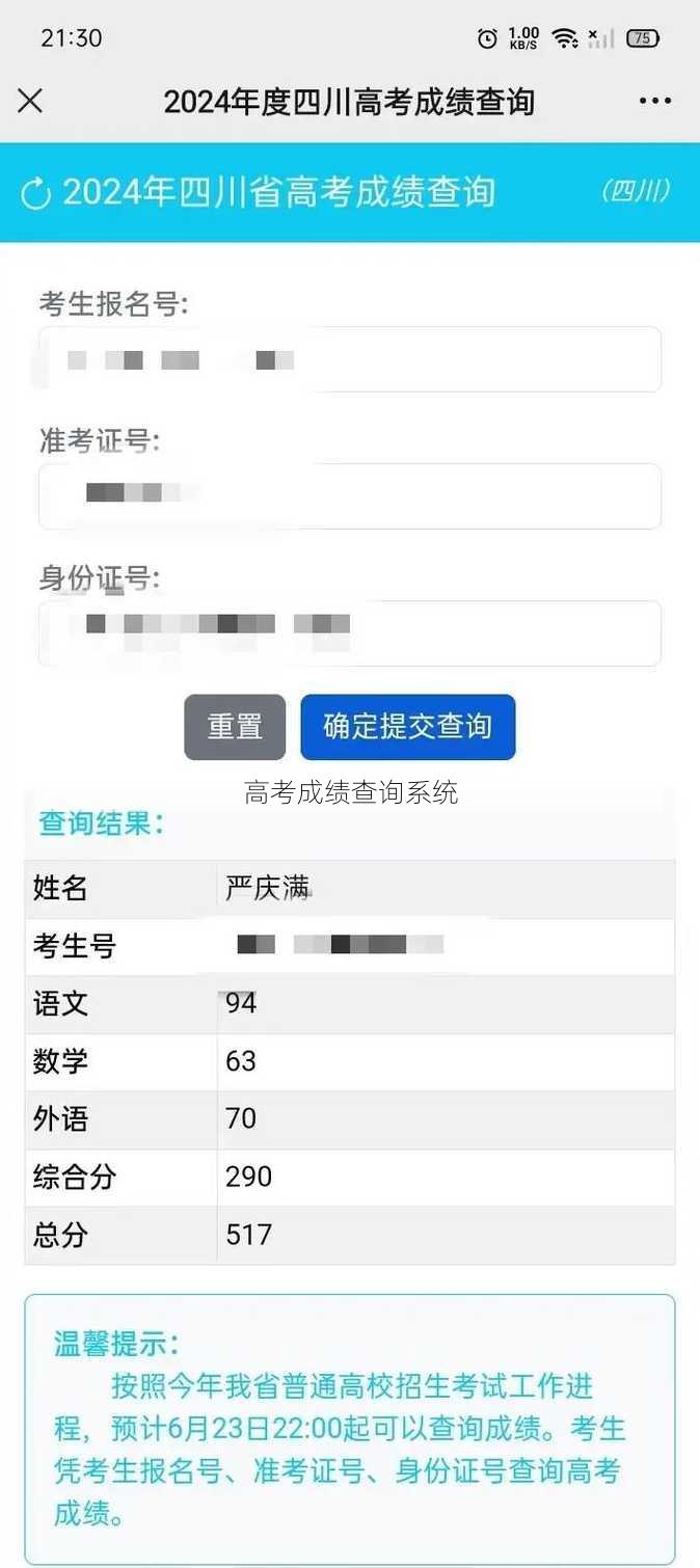 高考成绩查询系统