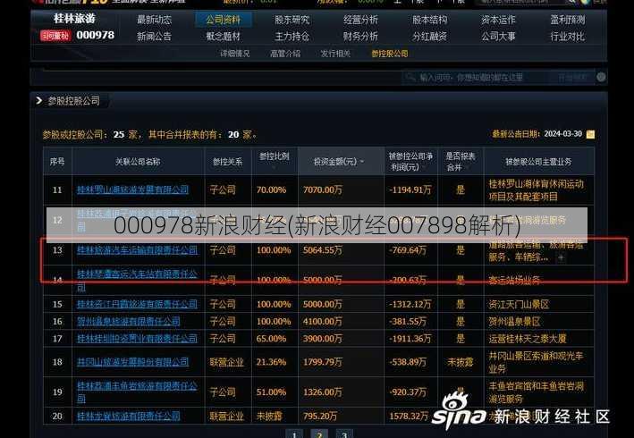 000978新浪财经(新浪财经007898解析)