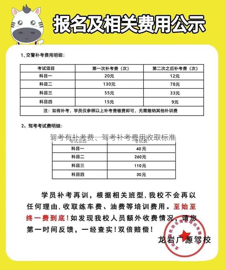 驾考有补考费、驾考补考费用收取标准