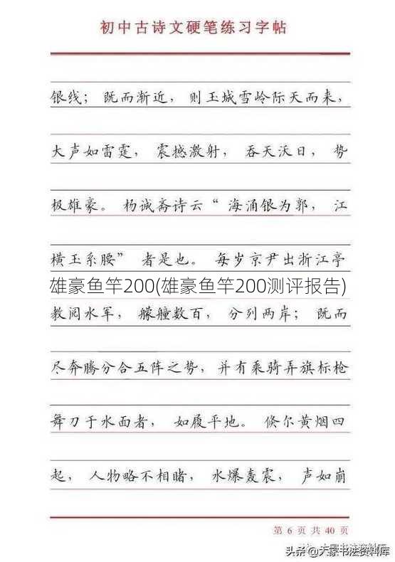 雄豪鱼竿200(雄豪鱼竿200测评报告)