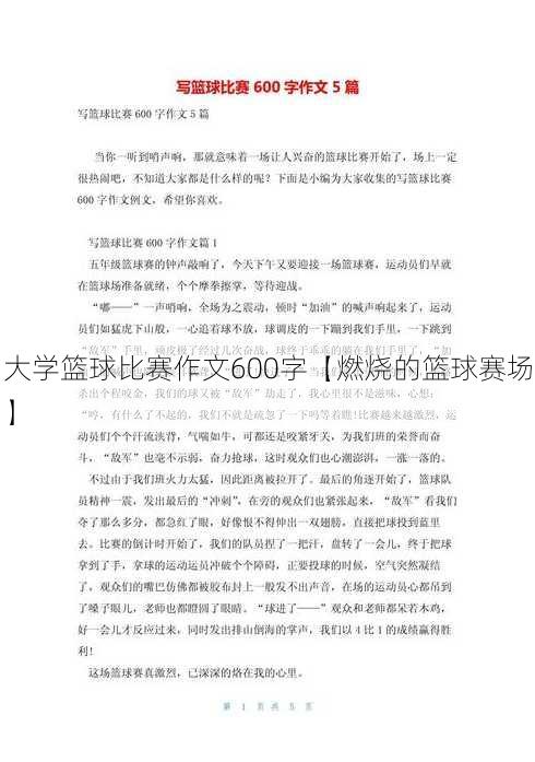 大学篮球比赛作文600字【燃烧的篮球赛场】