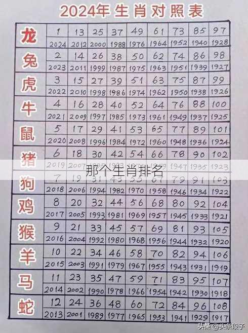 那个生肖排名