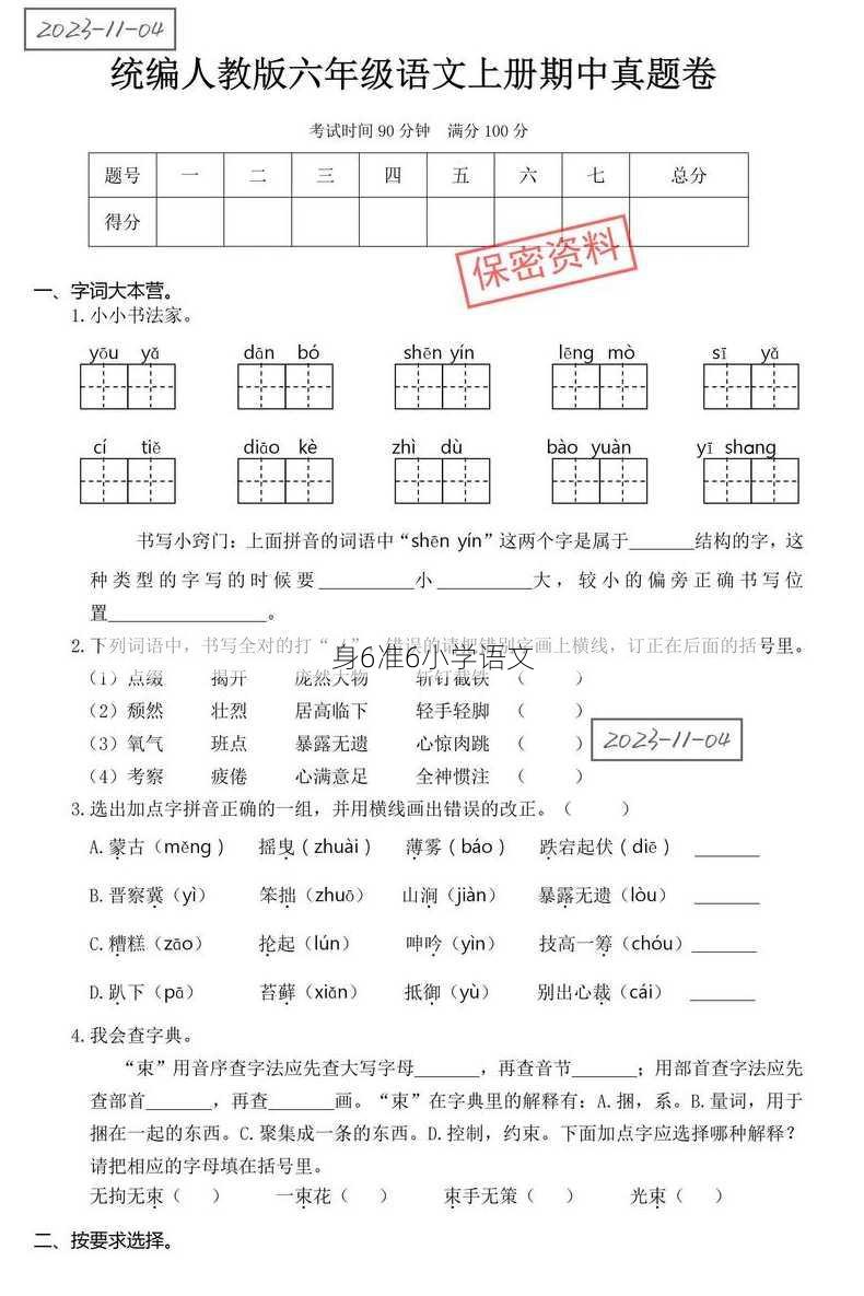 身6准6小学语文