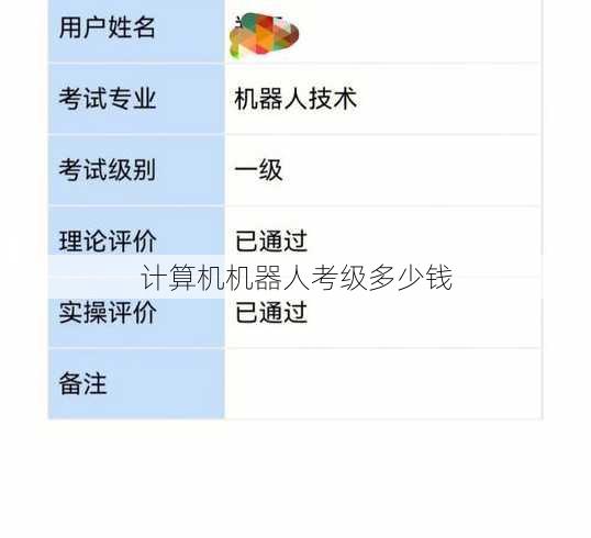 计算机机器人考级多少钱