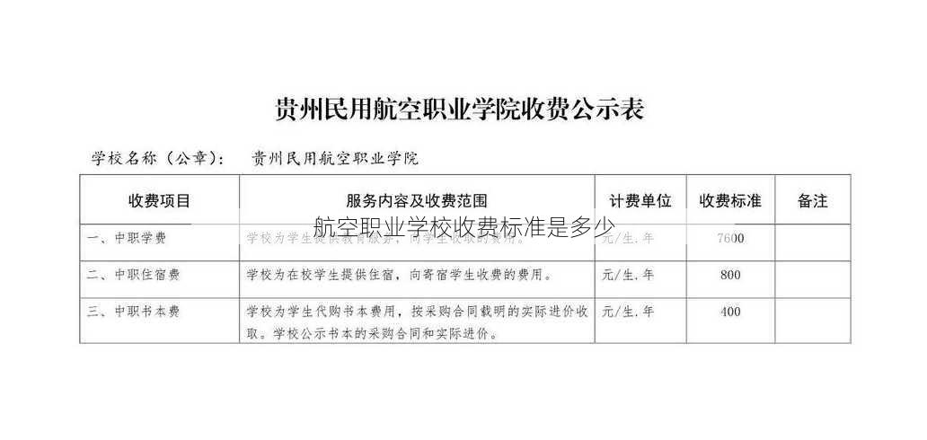 航空职业学校收费标准是多少