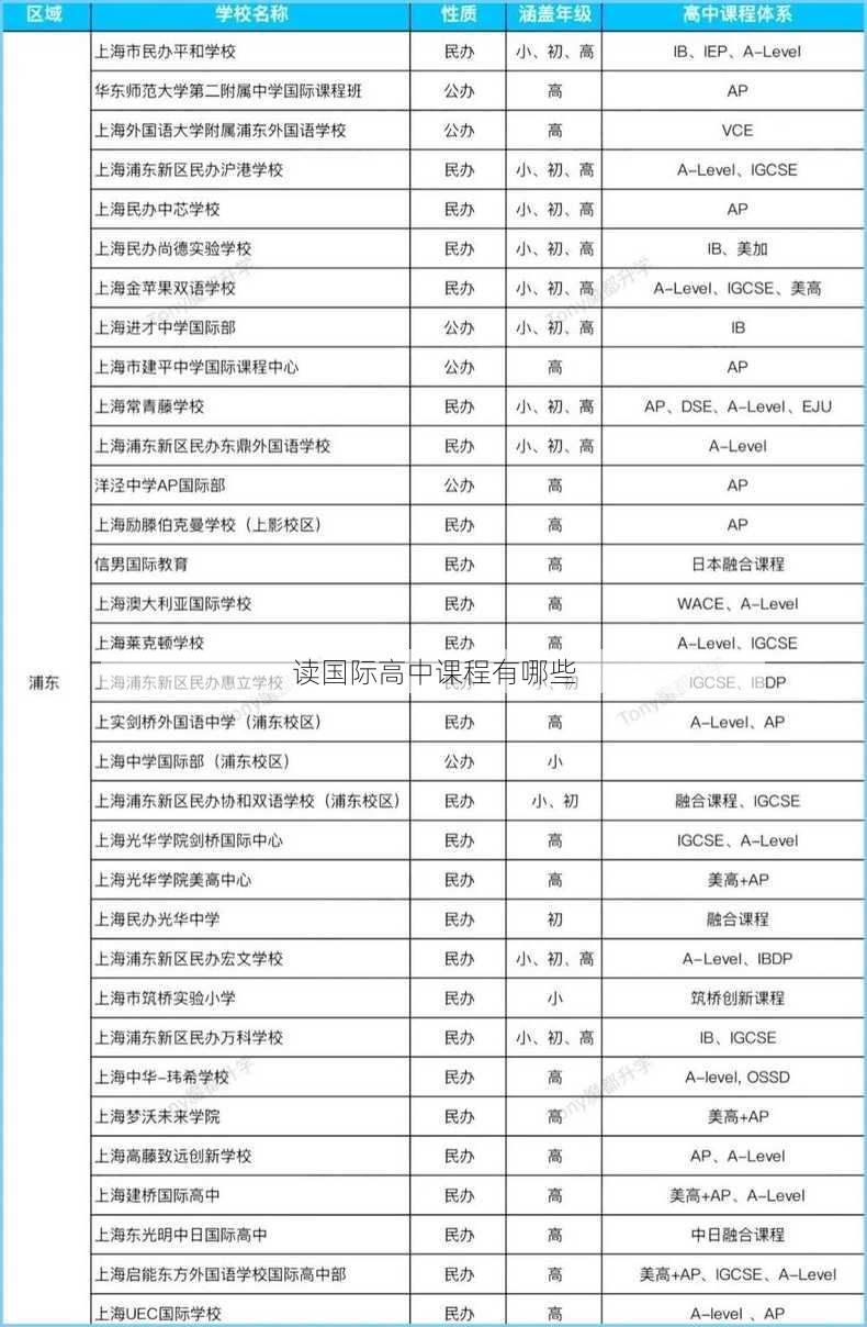 读国际高中课程有哪些