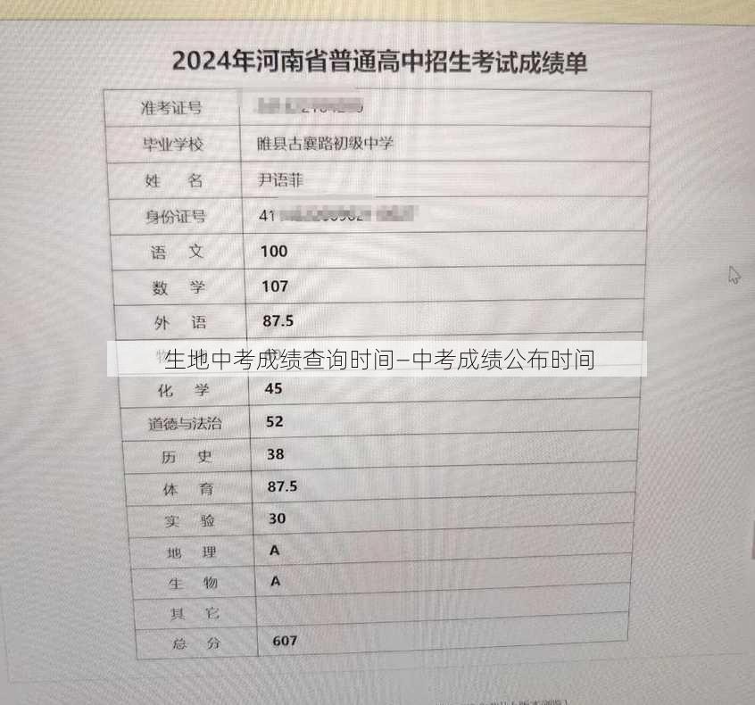 生地中考成绩查询时间—中考成绩公布时间