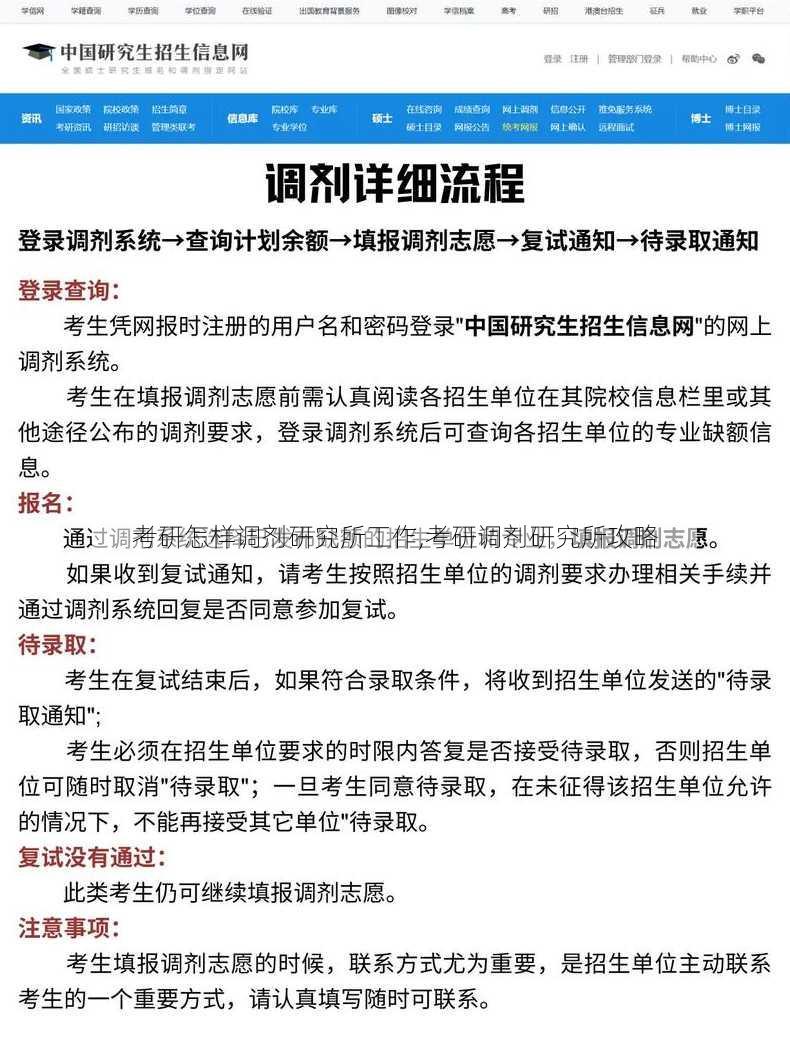 考研怎样调剂研究所工作,考研调剂研究所攻略