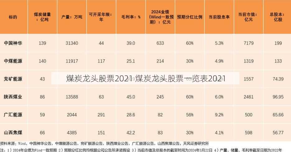 煤炭龙头股票2021 煤炭龙头股票一览表2021