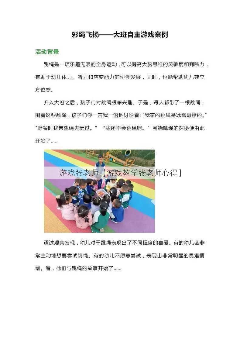 游戏张老师【游戏教学张老师心得】