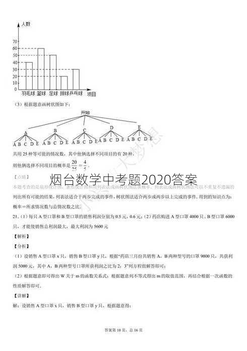 烟台数学中考题2020答案