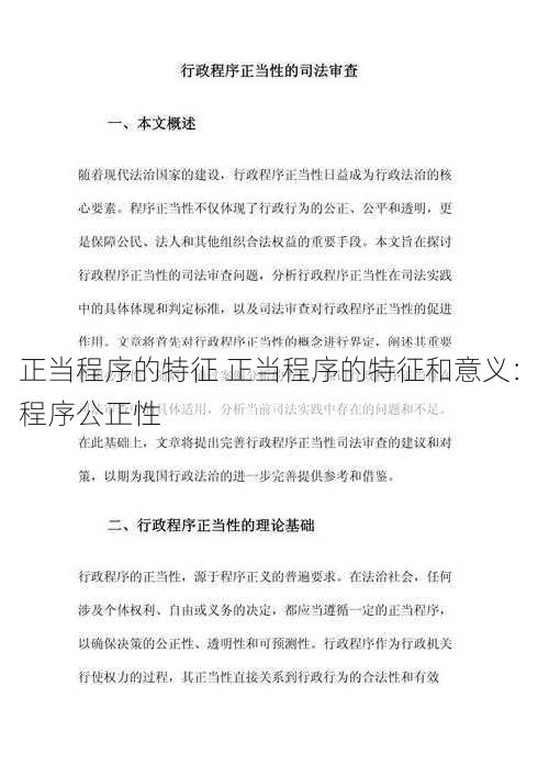 正当程序的特征 正当程序的特征和意义：程序公正性