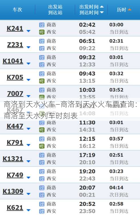 商洛到天水火车—商洛到天水火车票查询：商洛至天水列车时刻表