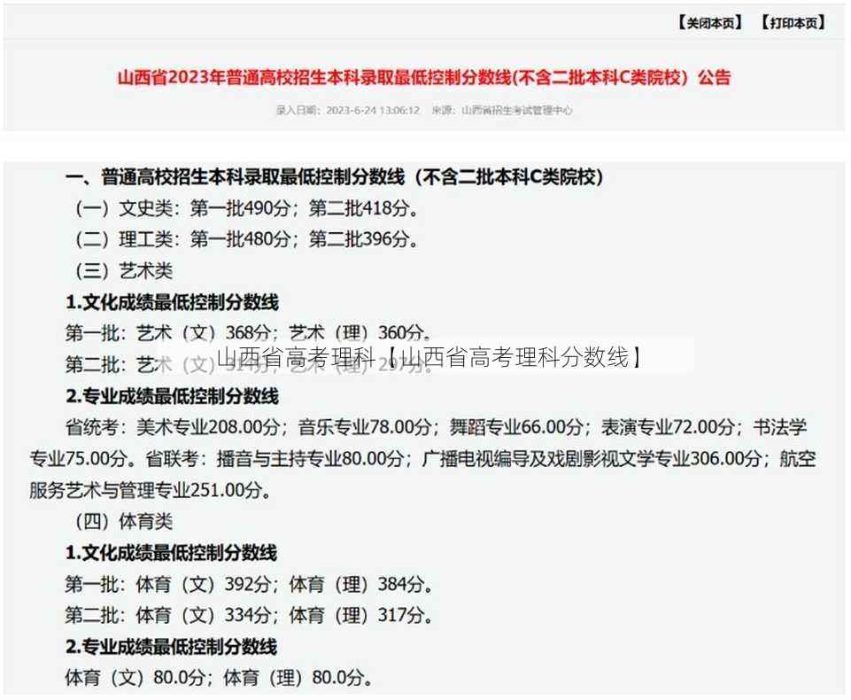 山西省高考理科【山西省高考理科分数线】