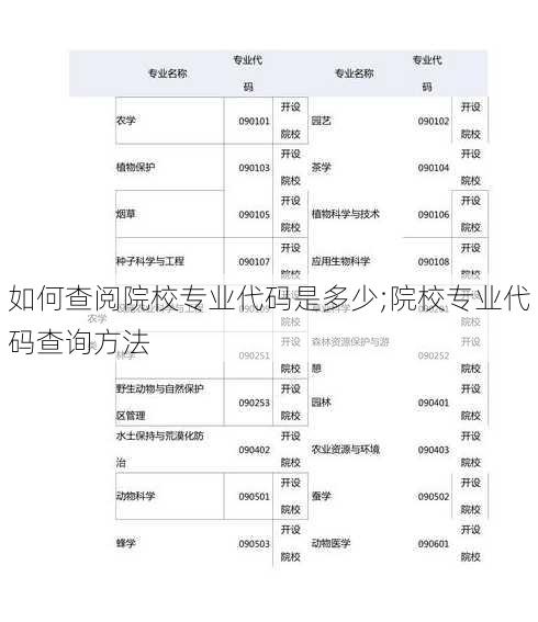 如何查阅院校专业代码是多少;院校专业代码查询方法