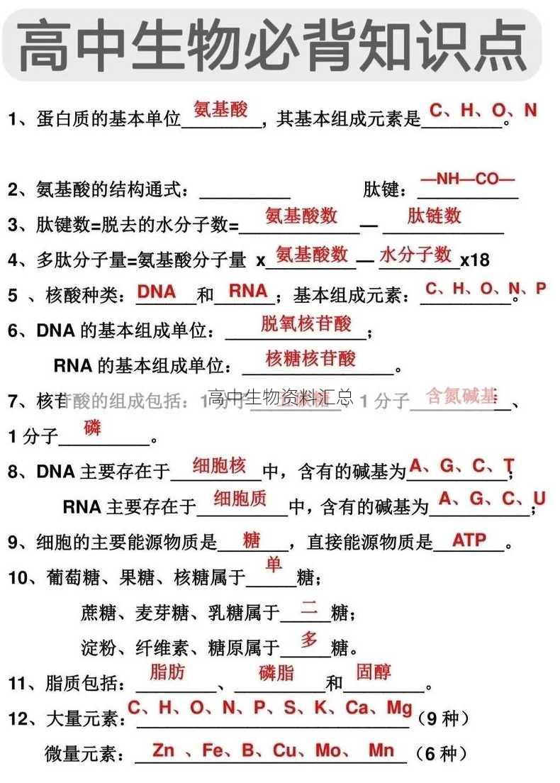 高中生物资料汇总