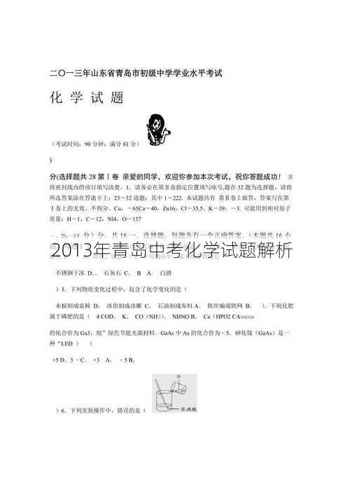 2013年青岛中考化学试题解析