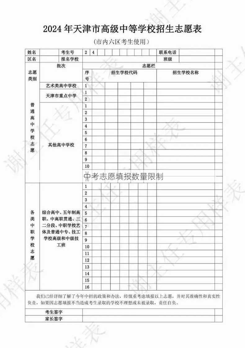 中考志愿填报数量限制