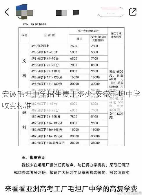 安徽毛坦中学招生费用多少-安徽毛坦中学收费标准