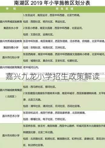 嘉兴九龙小学招生政策解读